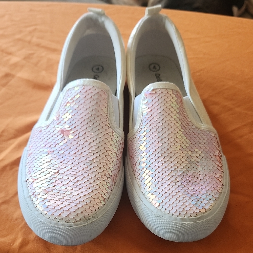 Cat & Jack Pink and White Sequin Sneakers